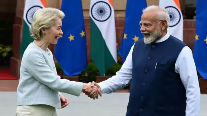 उर्सुला वॉन डेर लेयेन और पीएम मोदी
