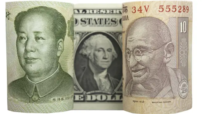 ચીન અમેરિકા અને ભારતની ચલણી નોટોની તસવીર