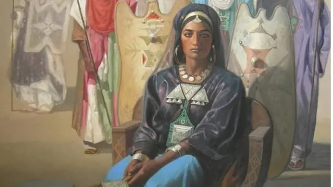 لوحة فنية تجسد عرش الملكة الأمازيغية تين هينان