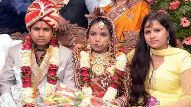 Krishna Sen (left) married her first wife (centre) in 2014