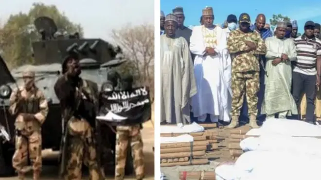 aworan boko haram ati isinku awọn agbẹ ti wọn pa nitosi borno