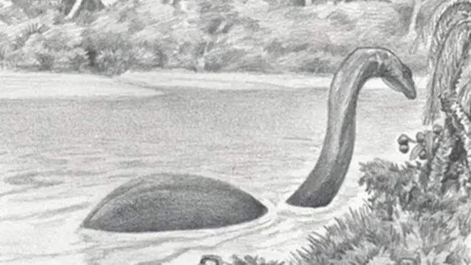 Une représentation d'artiste de la créature réputée Mokele-mbembe. Dessin de David Miller. Image reproduite avec l'aimable autorisation des éditions Brill