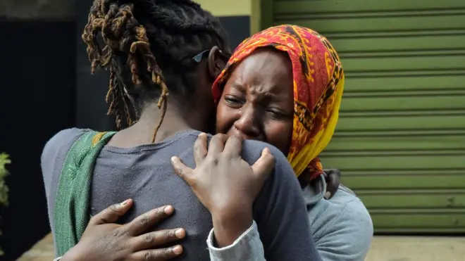 Relatives were consoled as their heard the news