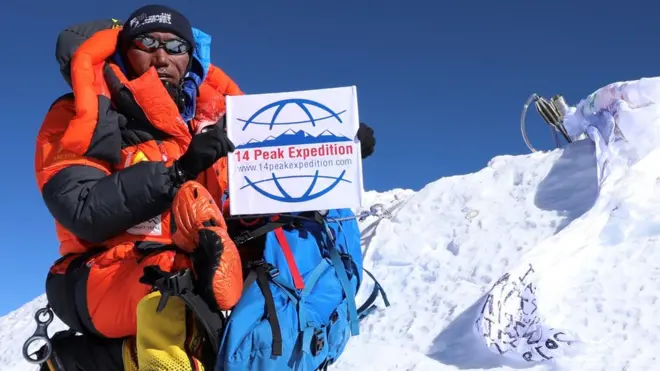 Kami Rita at the top during his 23rd summit