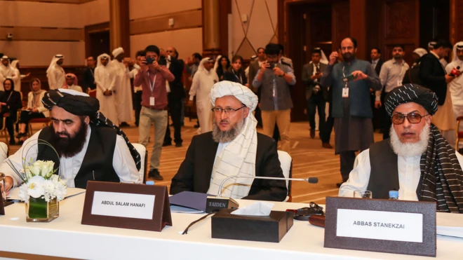 د طالبانو خبرپاڼه کې راغلي، افغان حکومت د افغانانو خپلمنځي خبرو کې د يوې ډلې په توګه ګډون کولی شي