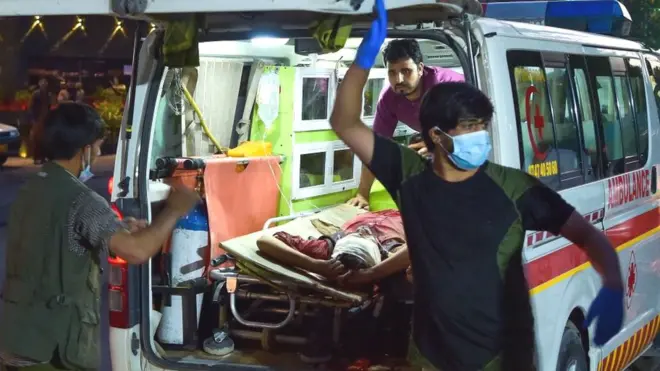 Injured man brought to a hospital in Kabul