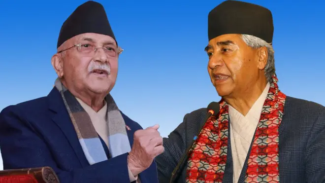 कोलाज गरिएको तस्बिरमा ओली र देउवा