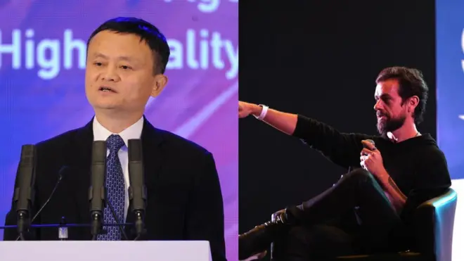 ወናኒ ኣሊባባ ጃክ ማ (ጸጋም) ወናኒ ትዊተር ጃክ ዶርሲ (የማን)