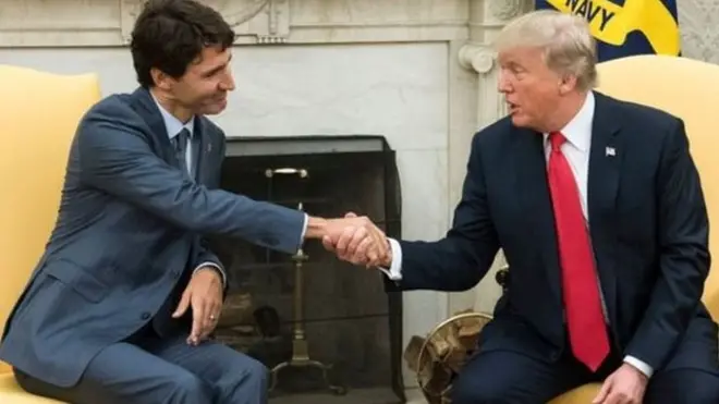 जस्टिन ट्रूडो ओर डोनल्ड ट्रंप