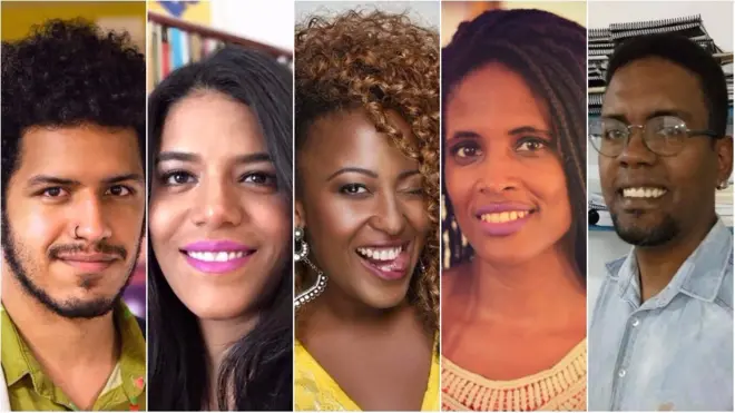 Spartakus Santiago, Alessandra Devulsky, Maíra Azevedo (Tia Má), Djamila Ribeiro e Ronaldo Sales