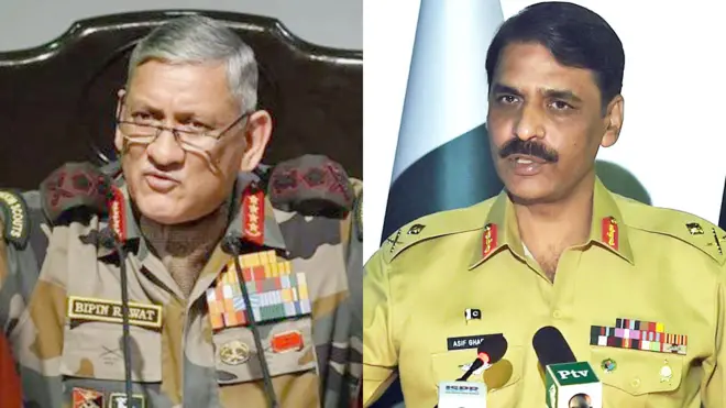 میجر جنرل آصف غفور اور بپن راوت