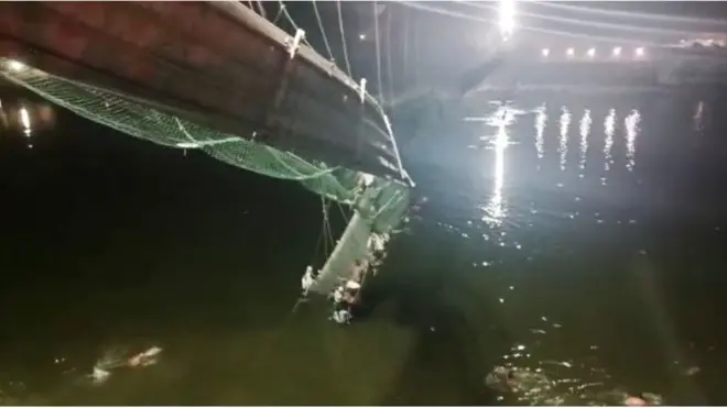 Bridge collapsed over river
