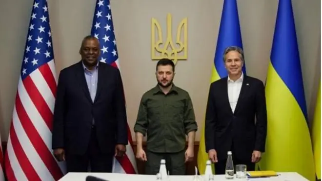 澤連斯基、布林肯、奧斯汀4月25日在基輔