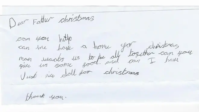 The letter was left in a Christmas postbox at the L6 Community Centre in Everton, Liverpool