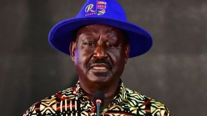 Kenya presidential candidate Raila Odinga dey address tori pipo for di Kenyatta International Convention Centre (KICC) on August 16