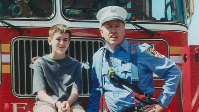 Brian Leavey with his firefighter father Joseph who died saving people's lives