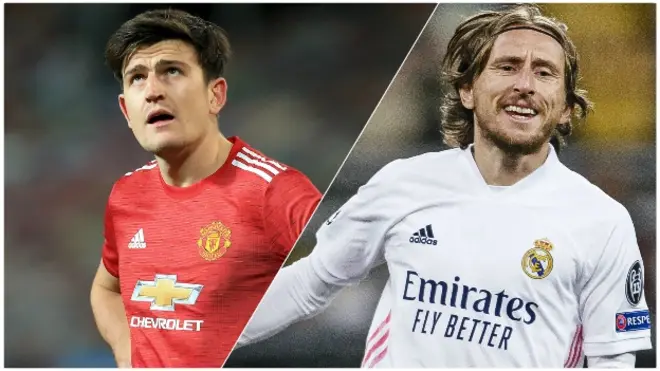 Manchester United's Harry Maguire and Real Madrid's Luka Modric