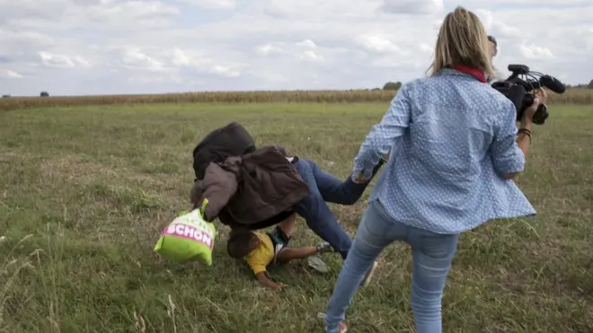 Petra Lazslo'nun mülteciye çelme takma anı