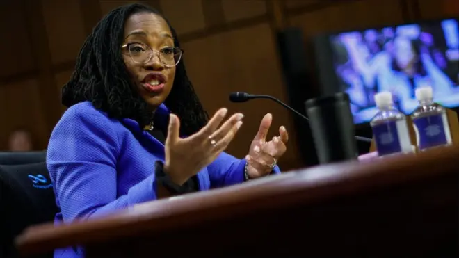 Ketanji Brown Jackson speaks before the US Senate