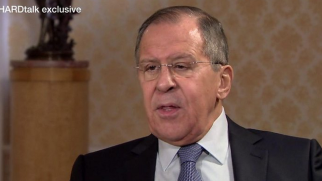 俄罗斯外长拉夫罗夫接受BBC独家专访表示，叙利亚化学武器攻击证据来自媒体报道。