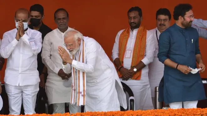 తెలంగాణ బీజేపీ నాయకులతో నరేంద్ర మోదీ