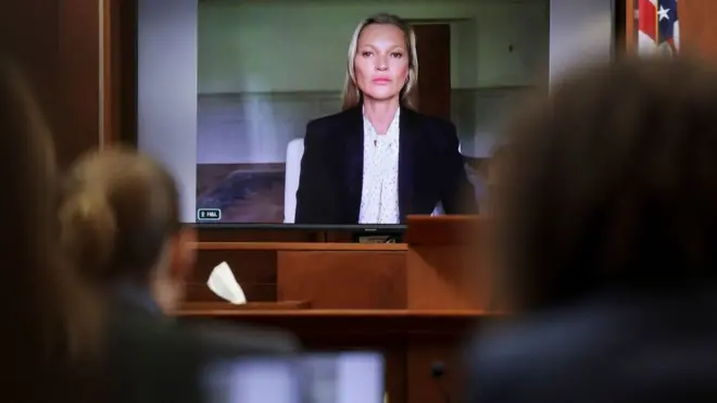 Kate Moss testifying through video link on 25 May