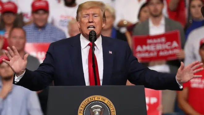 El discurso de Donald Trump para lanzar su candidatura a la reelección no se distinguió de lo que suelen ser sus principales argumentos: la necesidad de controlar la inmigración y el buen estado de salud de la economía.