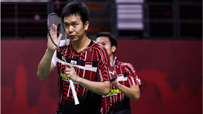 Ganda andalan Indonesia Hendra Setiawan dan Mohammad Ahsan