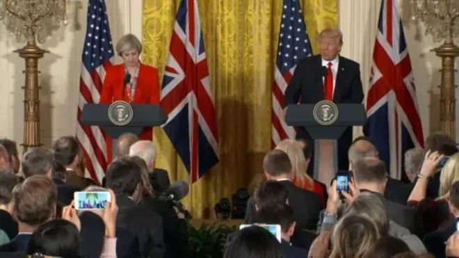 د مېرمن ټېریزا مې او ډونلډ ټرمپ ګډه خبري غونډه