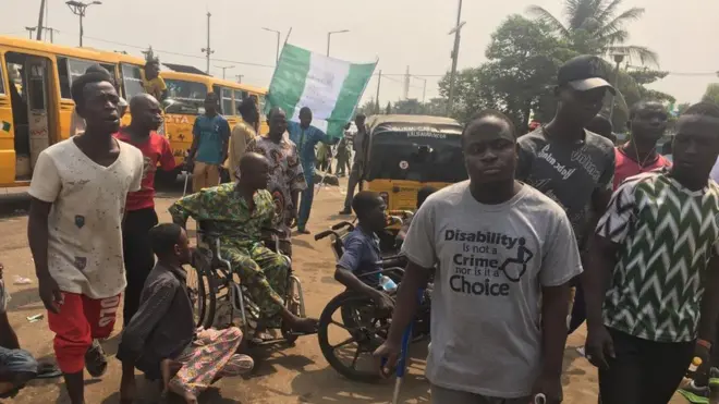 Physically challenged protest