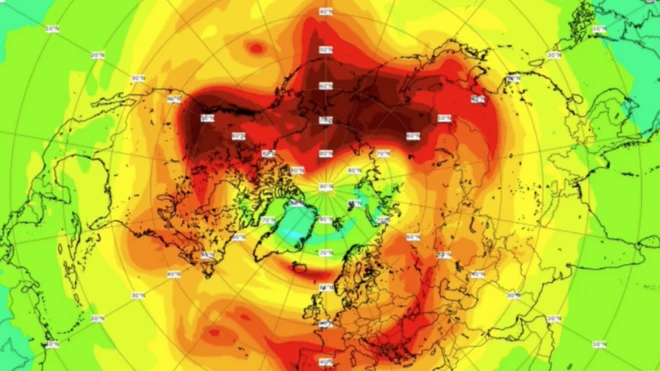 The rare gap in the ozone layer over the Arctic before closing up