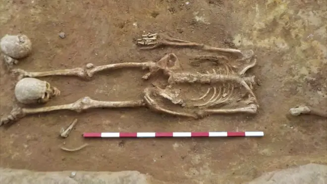 У багатьох скелетів голови акуратно складені між ногами