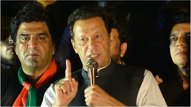 Image shows Imran Khan at rally