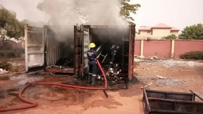 Fire at INEC office