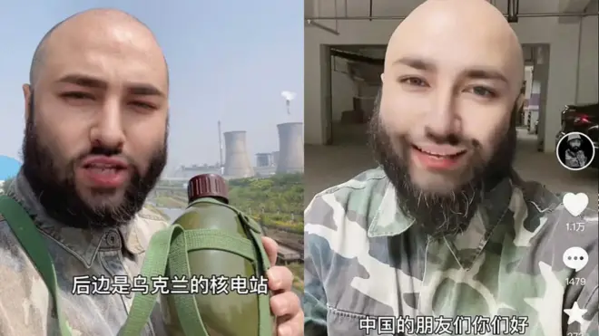 在影片中,這名光頭並留有絡腮胡的男子說著普通話。他稱自己是一名車臣特種部隊的士兵。