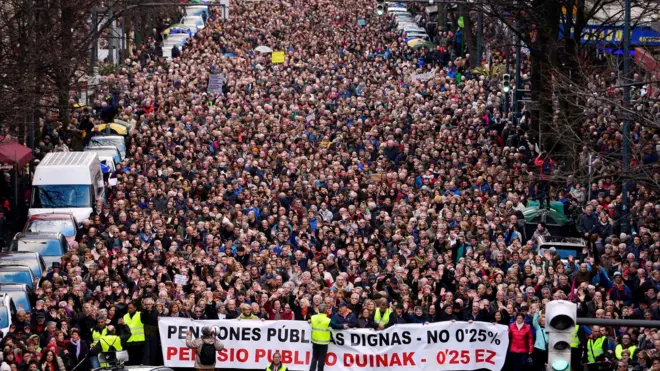 مظاهرة للمتقاعدين في بلباو يوم 17 مارس/آذار