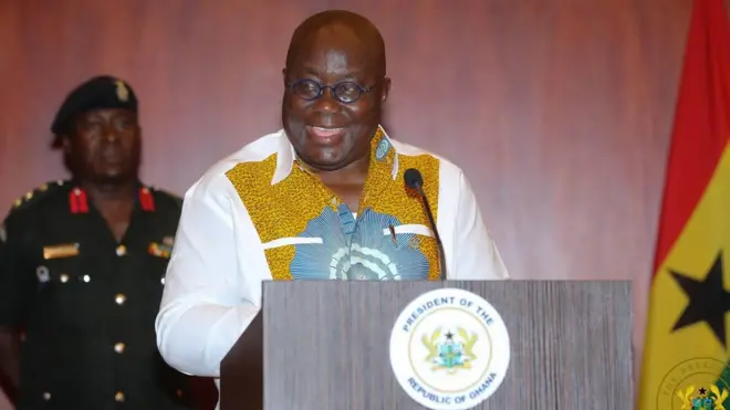 President Akufo-Addo for di meet the press session for Ghana