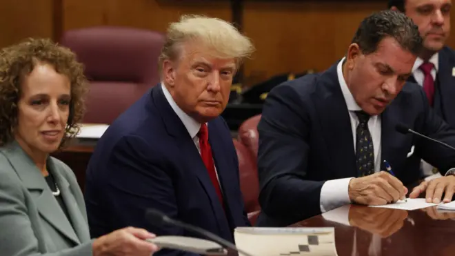 Donald Trump sat inside a courtroom in Manhattan