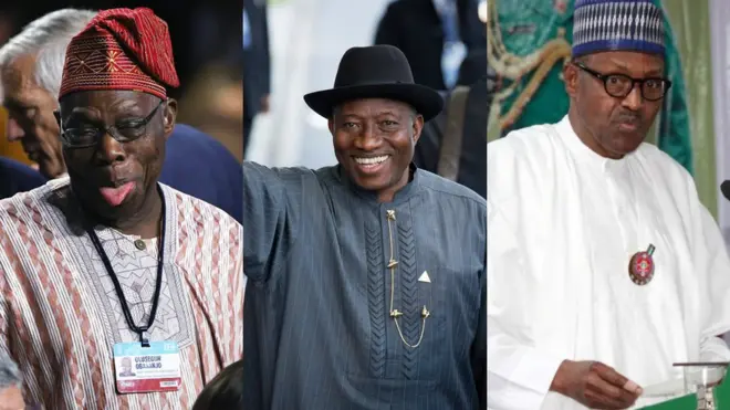 Olusegun Obasanjo, Goodluck Jonathan and Muhammadu Buhari