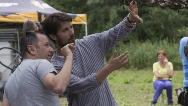 Предраг Личина (лево) на снимању филма