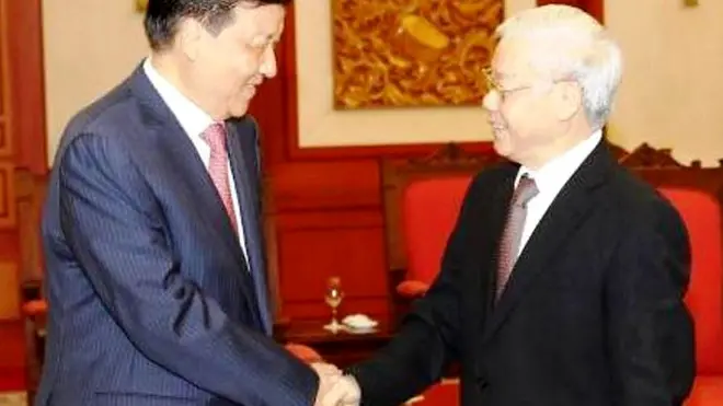 Ông Nguyễn Phú Trọng tiếp ông Lưu Vân Sơn hôm 18/9/2017.