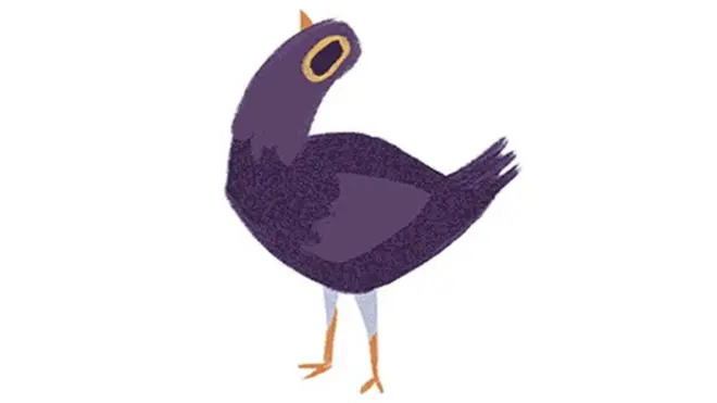 Kepala burung ungu ini bergodek-godek seperti penggemar musik metal.