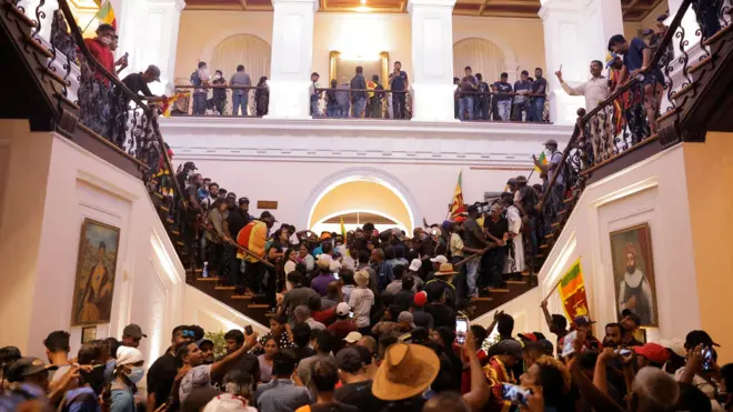 Protesters inside palace
