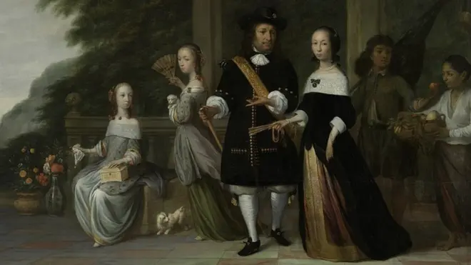 Lukisan karya Jacob Coeman pada 1665 ini menggambarkan Pieter Cnoll bersama istrinya, Cornelia van Nijenrode, kedua putri mereka, serta dua budak mereka. Salah satu budak tersebut bernama Untung Surapati. Pieter Cnoll adalah serorang pengusaha VOC di Batavia yang sangat kaya pada zamannya. Saat itu dia memiliki 50 budak.