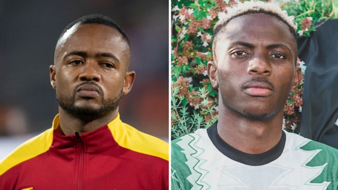 Ghana forward Jordan Ayew, Nigeria foward Victor Osimhen