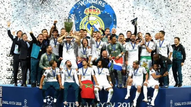 Dis go make am three times back to back, four times inside five years, and total of 13 times wey Madrid don carry di cup.