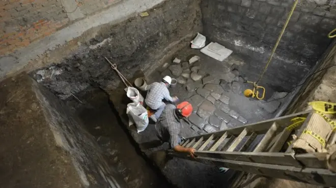Archaeologists say the floor is likely to have formed part of a courtyard