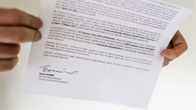 Benzer bir mektup cumhurbaşkanlığı referandumu sürecinde de gönderilmişti.