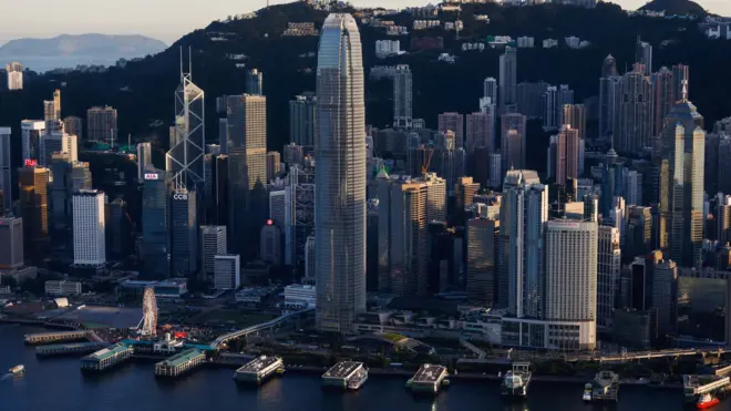 A general view of Two International Finance Centre (IFC), HSBC headquarters and Bank of China are seen in Hong Kong, China July 13, 2021