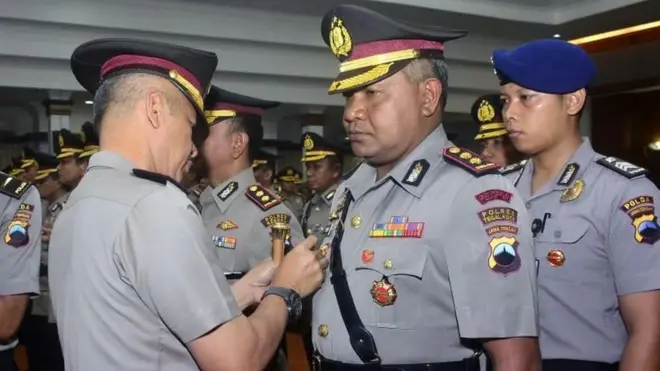 AKBP Semmy Ronny Thabaa saat dilantik sebagai Kapolres Tegal Kota, Polda Jawa Tengah, yang sebelumnya menjabat Kapolres Nabire.